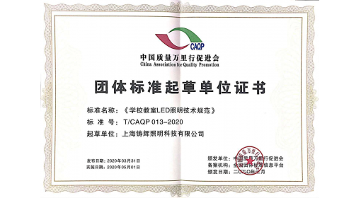 团体标准起草单位证书